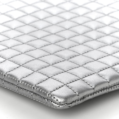 Celine Laminated Calfskin Quilted C Charm Pouch Silver 8 of 9