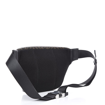 Fendi Glazed Fabric Vitello Liberty FF 1974 Diagonal Belt Bag Tobacco Moresco Black 3 of 11