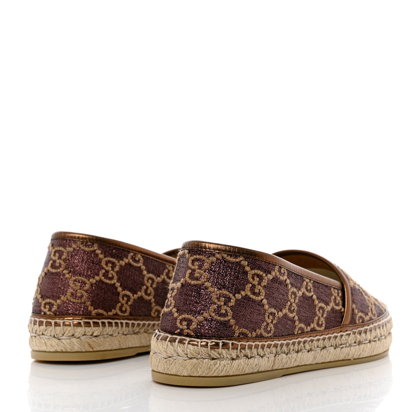 Lame Nappa GG Monogram Espadrilles 39 Brown Beige Light Bronze