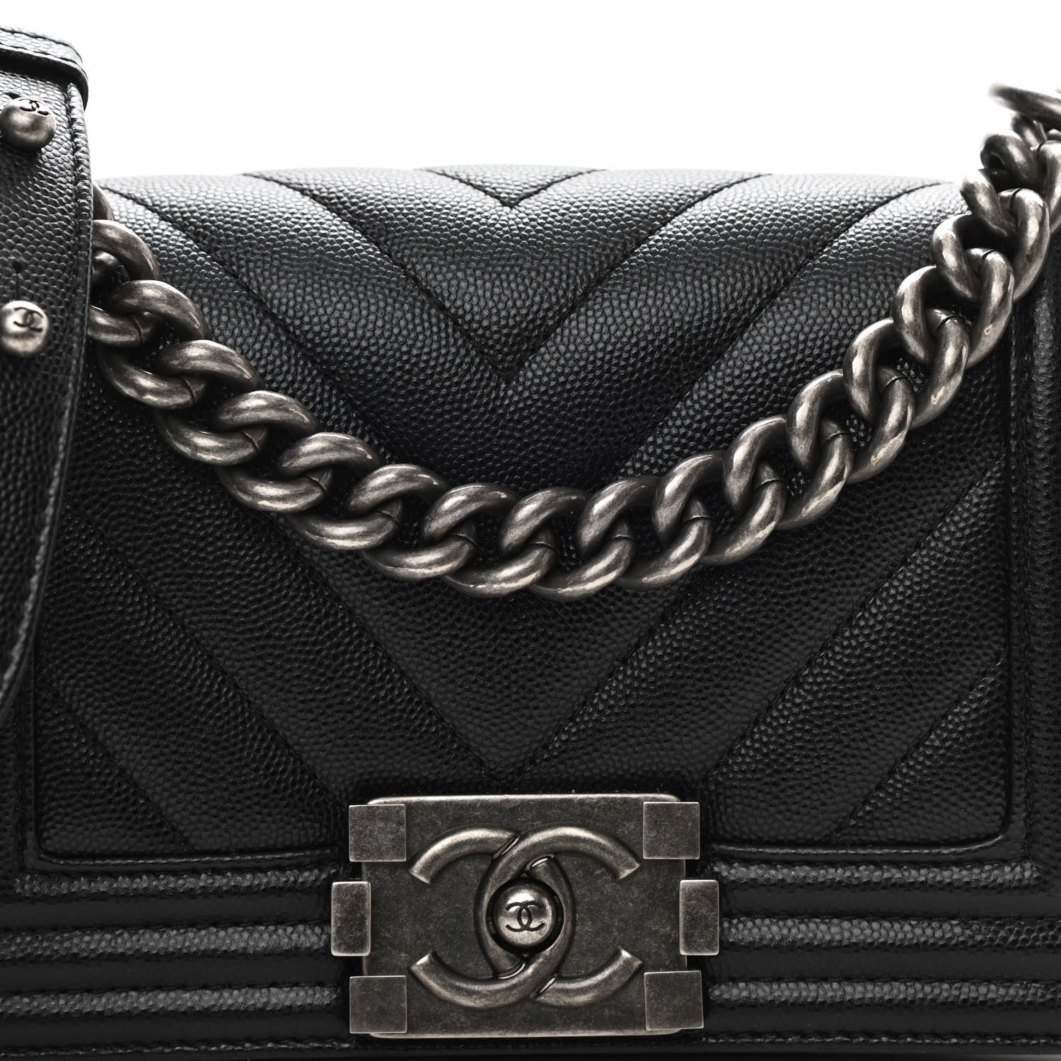 Chanel Caviar Chevron Quilted Small Boy Flap Black 7 of 10