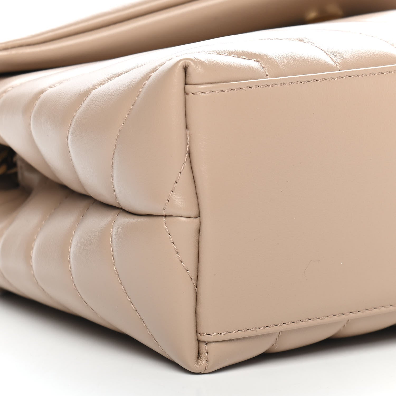 Saint Laurent Calfskin Y Quilted Monogram Small Loulou Chain Satchel Dark Beige 5 of 9