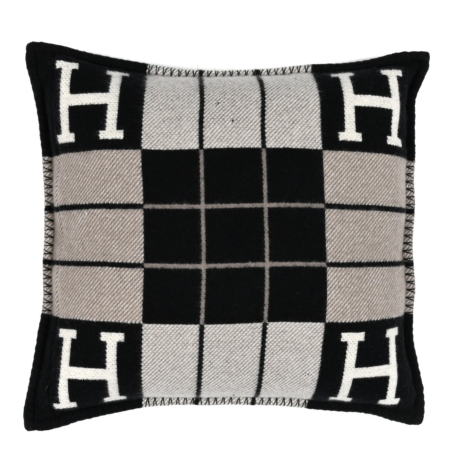Hermes Wool Cashmere Avalon III Pillow PM Ecru Black 2 of 3