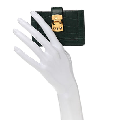 Miu Miu Calfskin Crocodile Embossed Saint Cocco Accordion Card Holder Smeraldo 2 of 8
