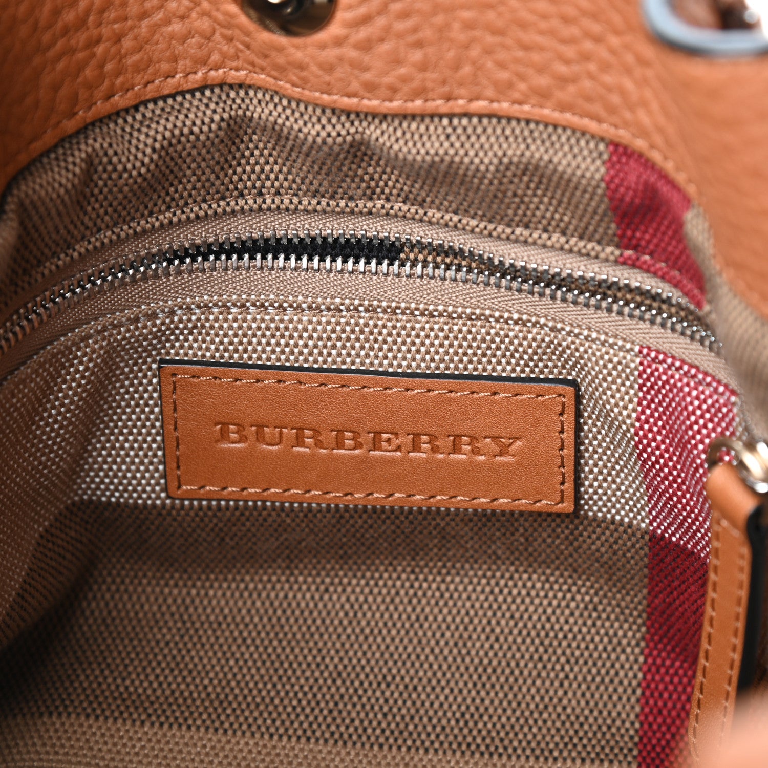 Burberry Grainy Calfskin House Check Small Maidstone Saddle Brown 6 of 9