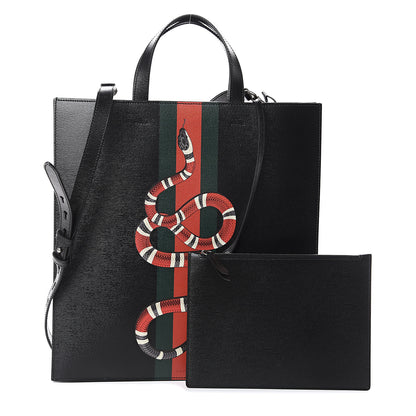 Gucci Calfskin Kingsnake Print Vertical Tote Black 1 of 8