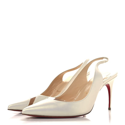 Christian Louboutin Nappa PVC V Sling 85 Pumps 40.5 White 4 of 10