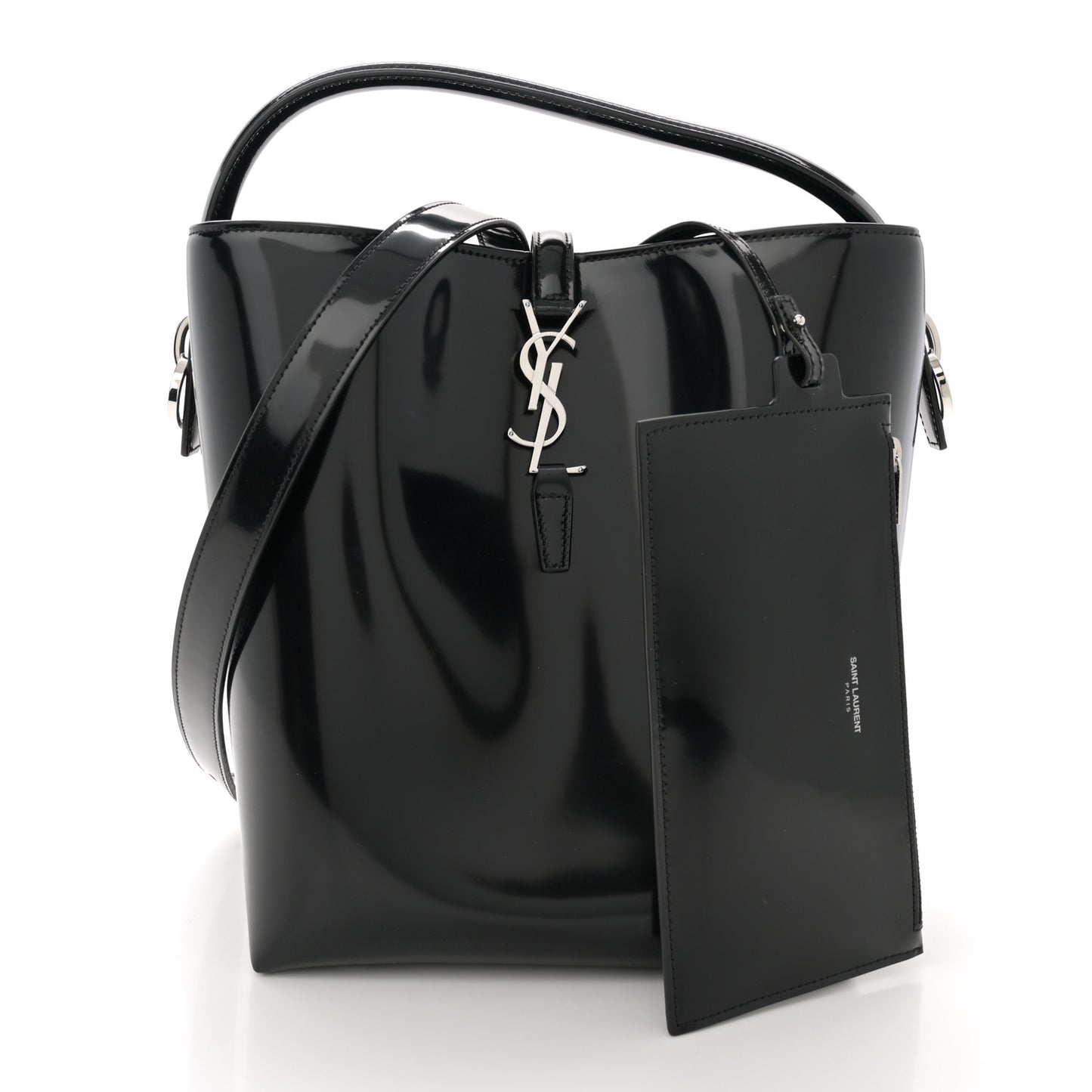 Patent Calfskin Le 37 Bucket Bag Black