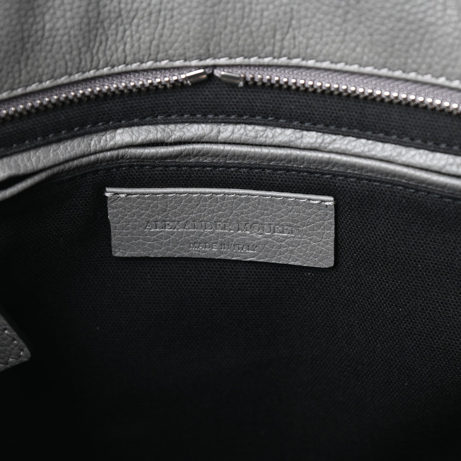 Alexander McQueen Pebbled Calfskin Small Skull Padlock Zip Around Tote Dark Grey 6 of 9
