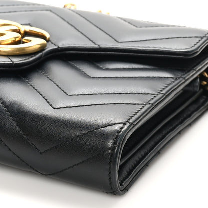 Gucci Calfskin Matelasse GG Marmont Chain Wallet Black 10 of 11