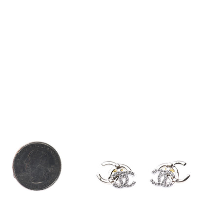 Chanel Crystal Double CC Earrings Gold Silver 2 of 4