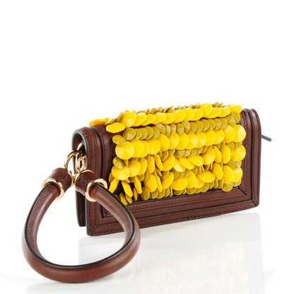 Burberry Prorsum Calfskin Embellished Nasmyth Clutch Dark Brown Bright Yellow 3 of 8