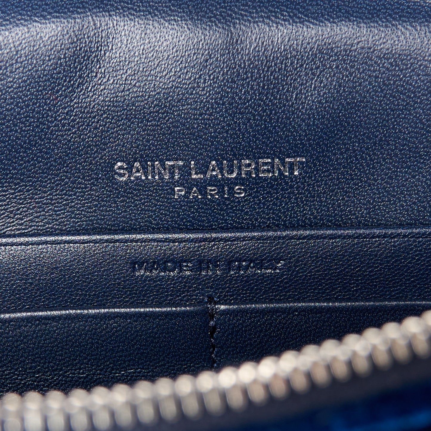 Velvet Crystal Monogram Kate Tassel Chain Wallet Blue
