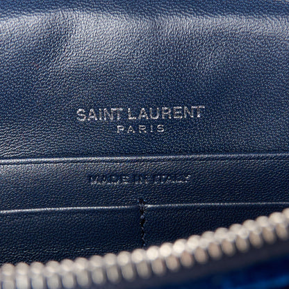 Saint Laurent Velvet Crystal Monogram Kate Tassel Chain Wallet Blue 6 of 9