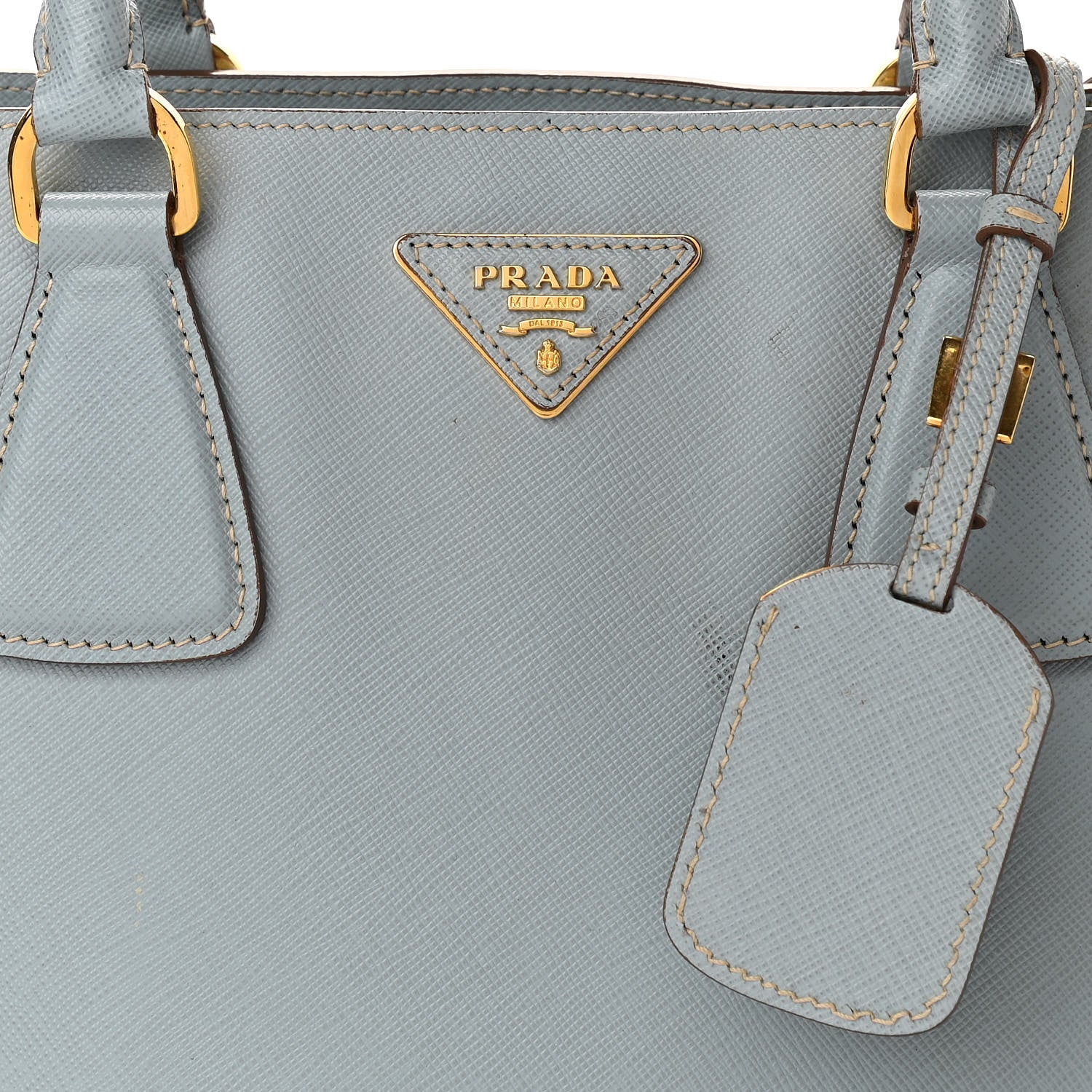 Prada Saffiano Small Galleria Bi-color Double Zip Tote White Astrale 9 of 18