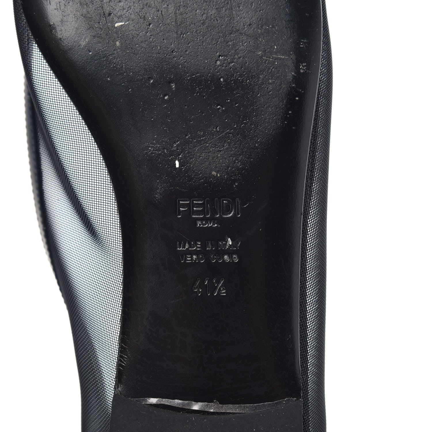 Fendi Mesh Skimmer Ballerina Flats 41.5 Navy Black 7 of 8