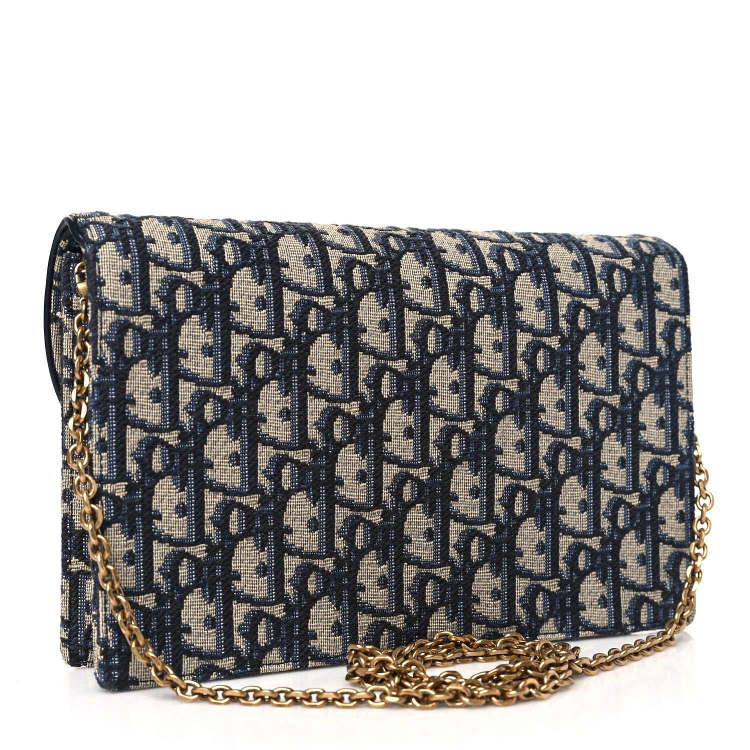 Christian Dior Oblique Saddle Chain Pouch Blue 3 of 10