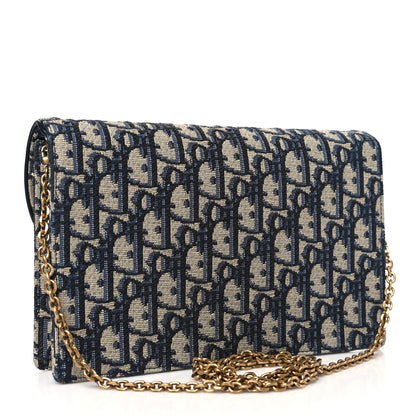 Christian Dior Oblique Saddle Chain Pouch Blue 3 of 10