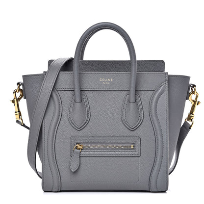 Celine Drummed Calfskin Nano Luggage Kohl 1 of 14