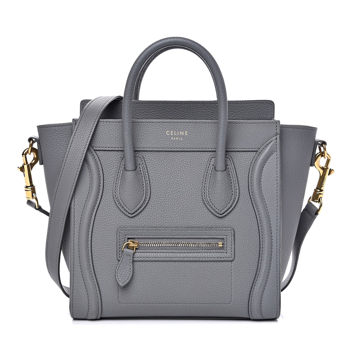 Drummed Calfskin Nano Luggage Kohl