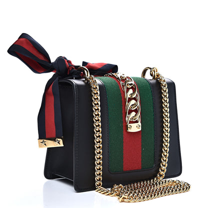 Gucci Calfskin Mini Sylvie Chain Shoulder Bag Black 2 of 11