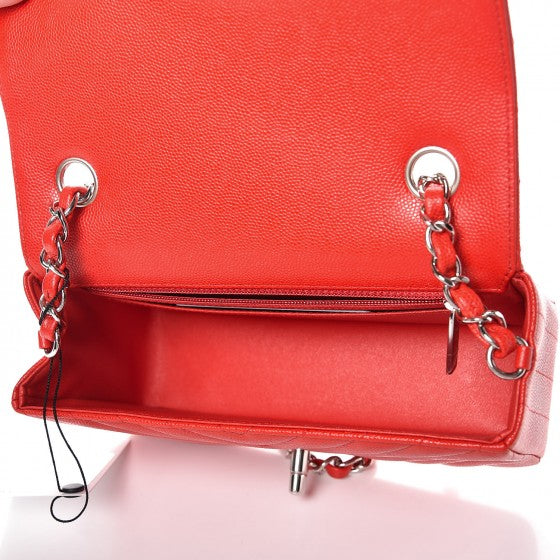 Chanel Caviar Chevron Quilted Mini Rectangular Flap Red 5 of 9