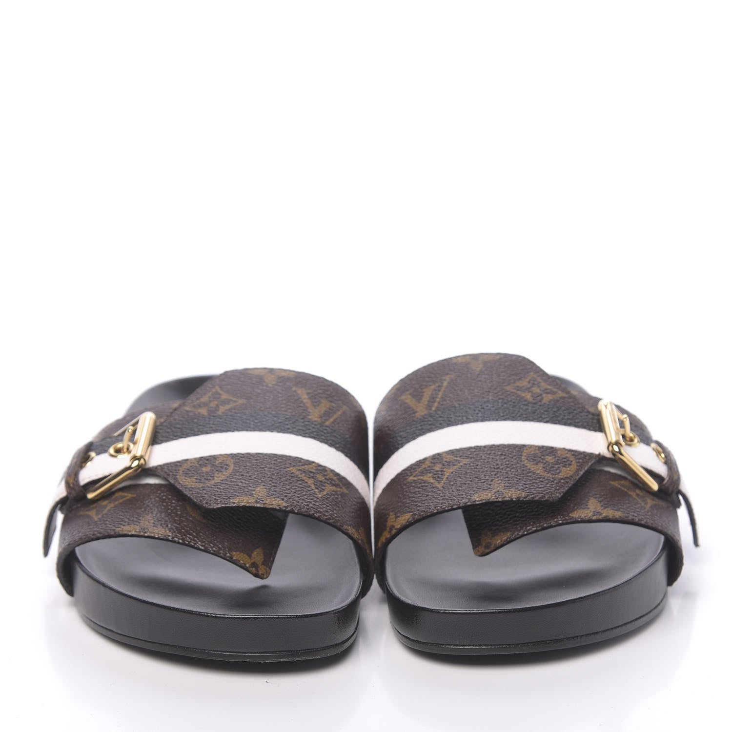 Louis Vuitton Calfskin Monogram Bom Dia Flat Mule 41 Black White 2 of 9