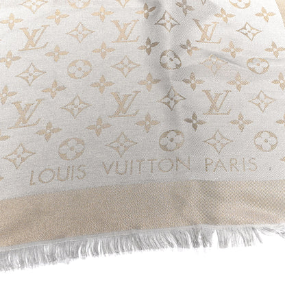 Louis Vuitton Silk Lurex Wool Monogram Shine Shawl Greige 2 of 5