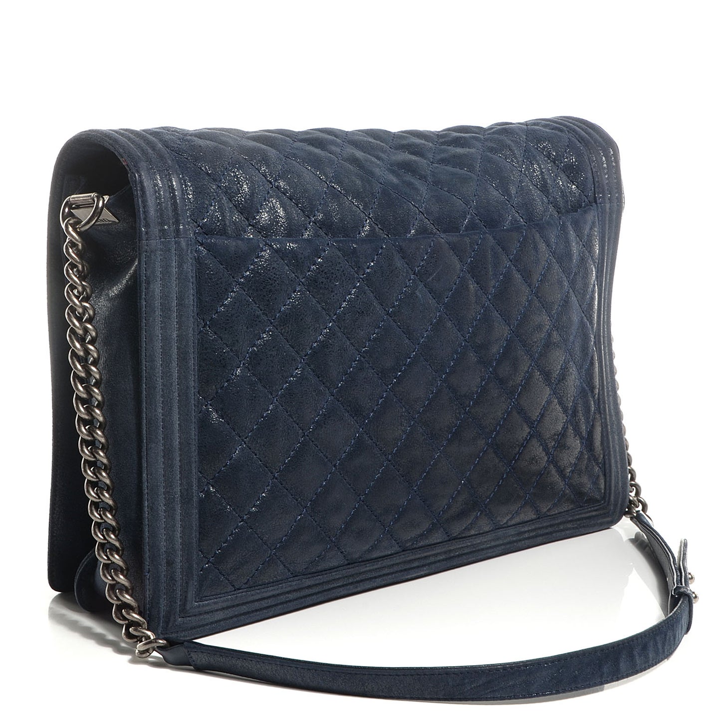 Goatskin Quilted Large Gentle Boy Flap Navy