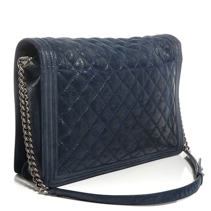 Chanel Goatskin Quilted Large Gentle Boy Flap Navy 3 of 8
