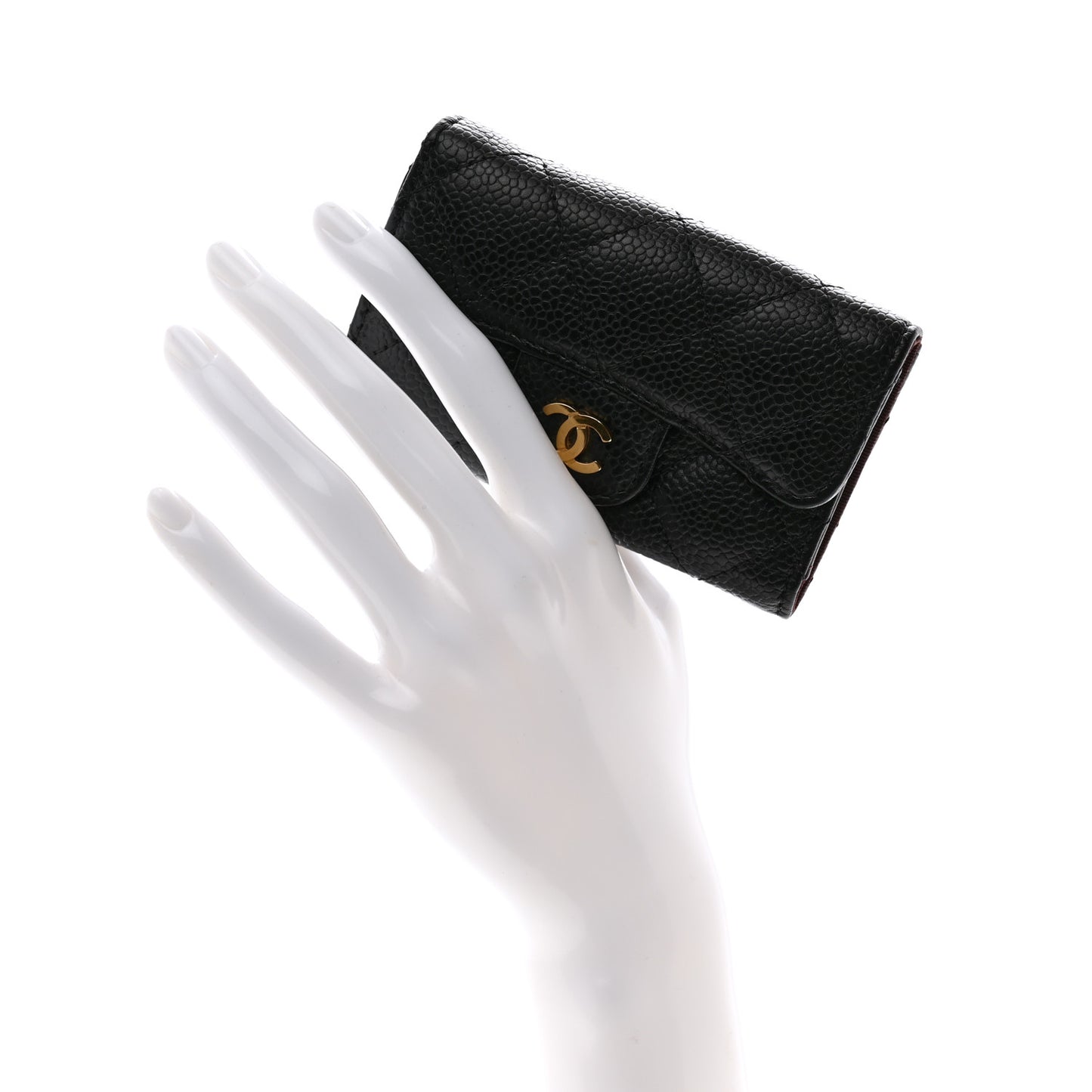 Caviar Quilted 6 Key Holder Black
