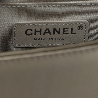Chanel Metallic Crumpled Calfskin Chevron Chain Medium Boy Flap Grey 6 of 9
