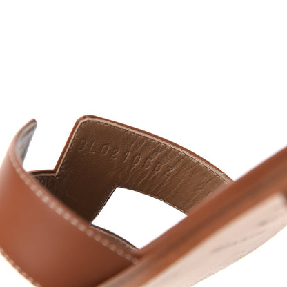 Hermes Box Calfskin Oran Sandals 37.5 Gold 10 of 11