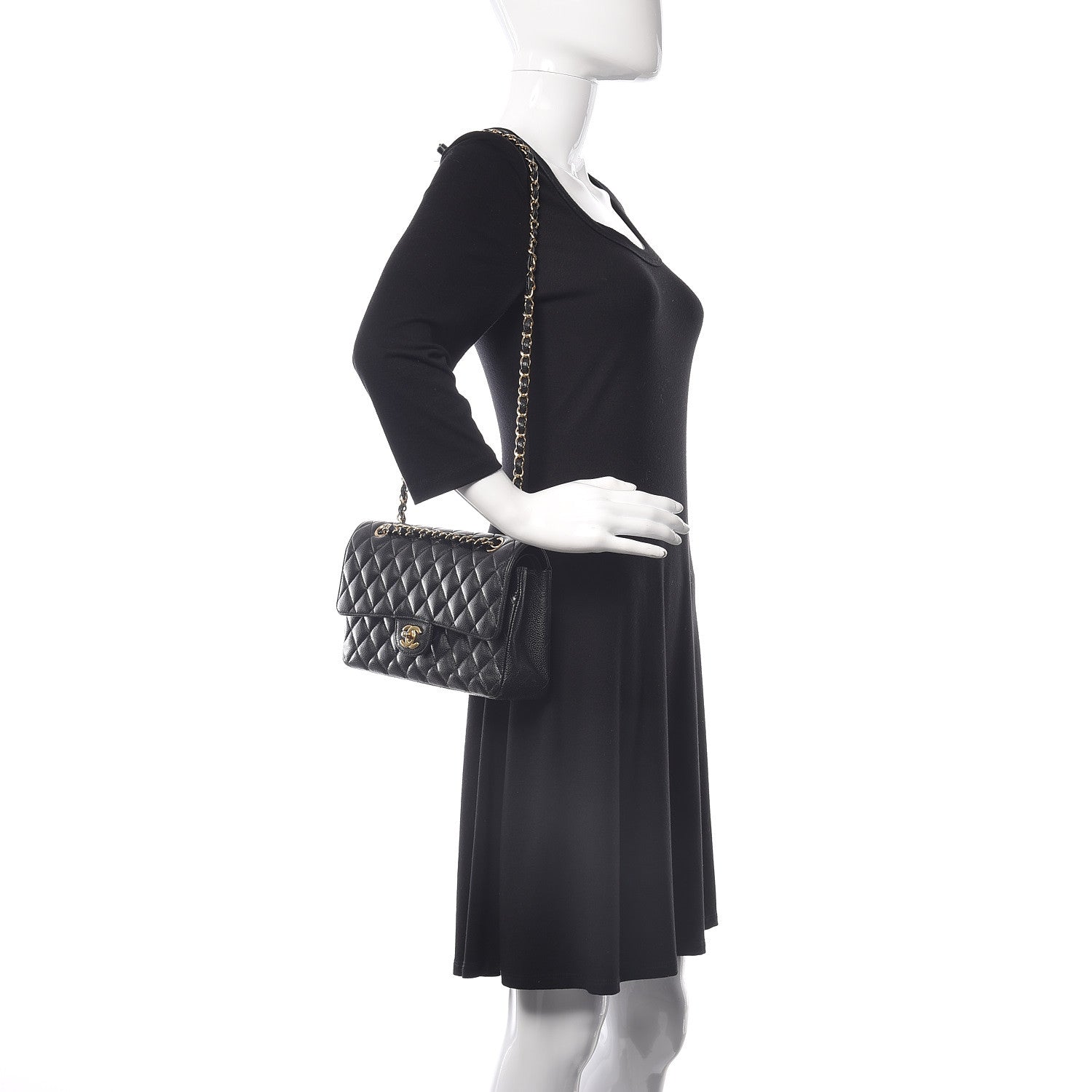 Chanel Caviar Quilted Medium Double Flap Black 2 of 17