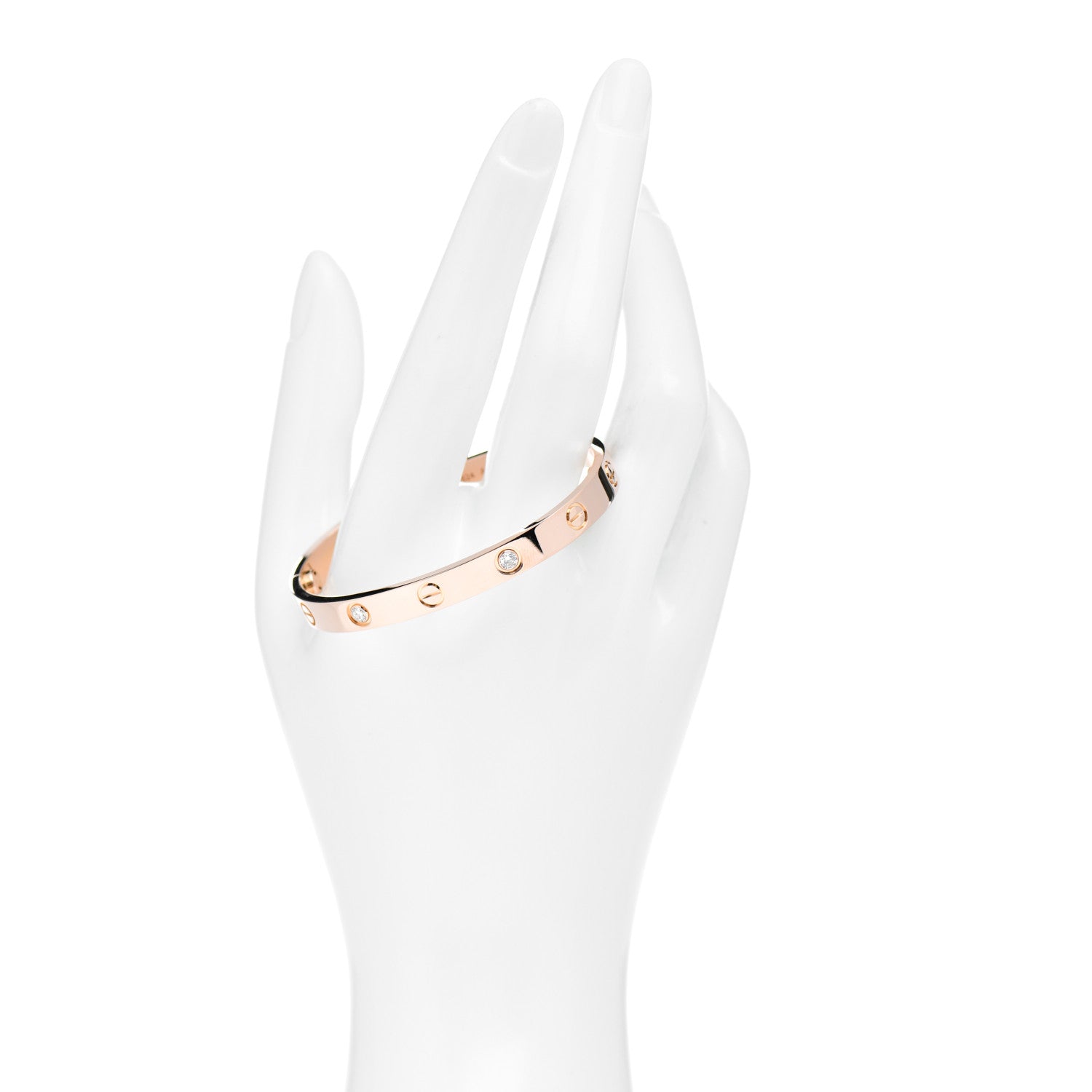 Cartier 18K Pink Gold 4 Diamond LOVE Bracelet 16 2 of 5