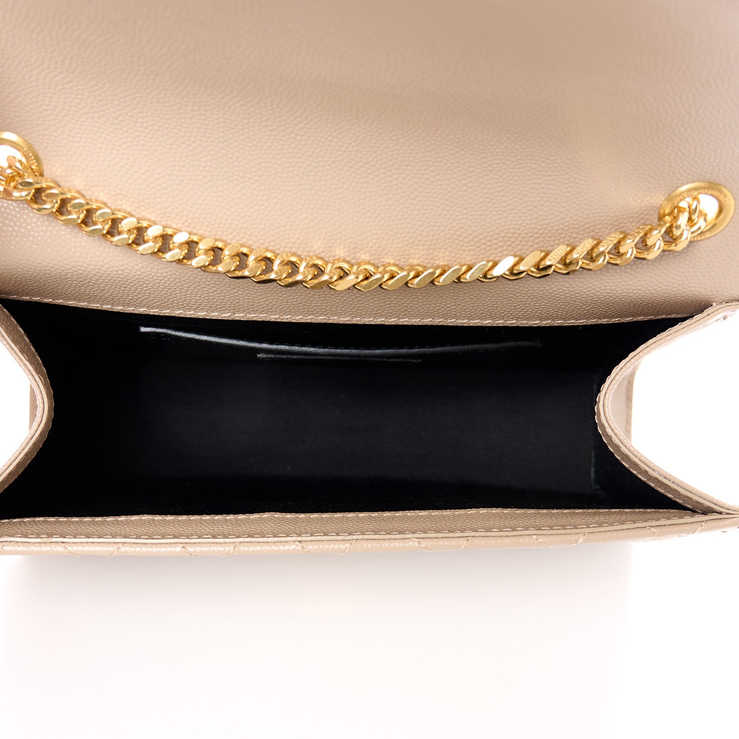 Saint Laurent Grain De Poudre Textured Mixed Matelasse Triquilt Small Monogram Satchel Dark Beige 5 of 11