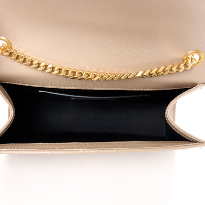 Saint Laurent Grain De Poudre Textured Mixed Matelasse Triquilt Small Monogram Satchel Dark Beige 5 of 11