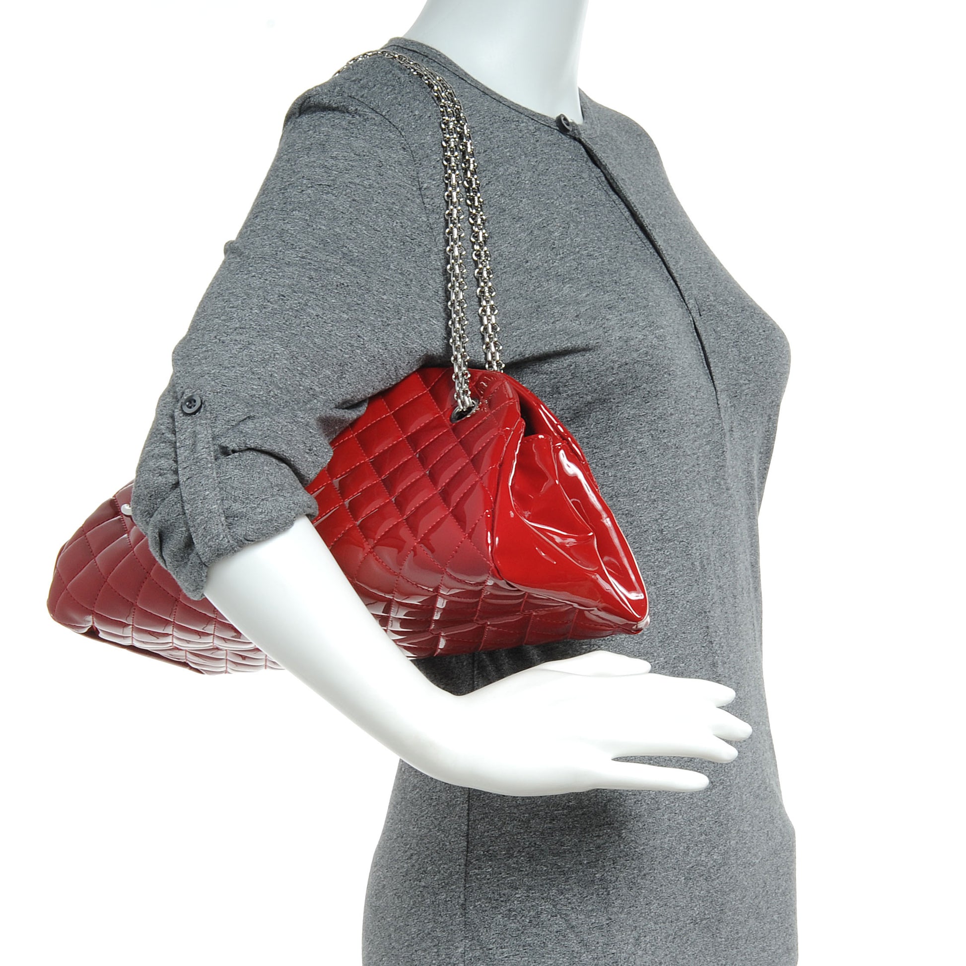 Chanel Patent Quilted Medium Just Mademoiselle Red 2 of 7