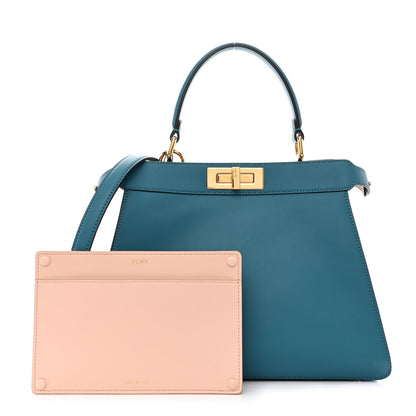 Fendi Vitello Seta Shiny Nappa Medium Peekaboo I SEE U Satchel Blue Velvet Light Rose 3 of 15