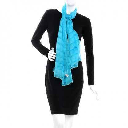 Chanel Silk Square Stitch Print Scarf Blue 2 of 6