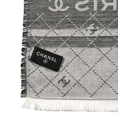Chanel Cashmere Silk Quilted CC Logo Scarf Black 3 of 5