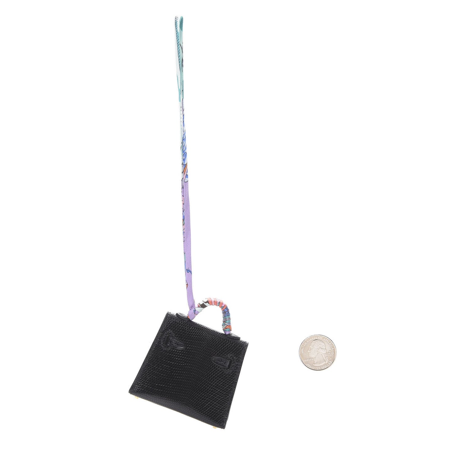 Lizard Mini Kelly Twilly Bag Charm Black