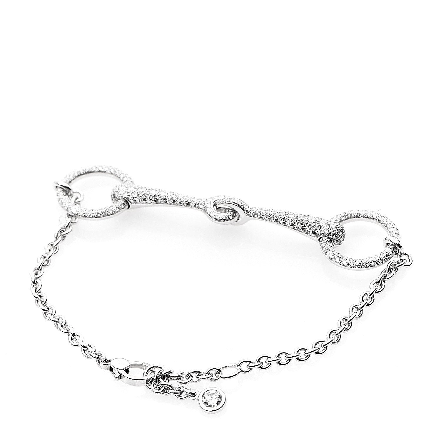 Hermes 18K White Gold Diamond TPM Filet d'Or Bracelet 2 of 5