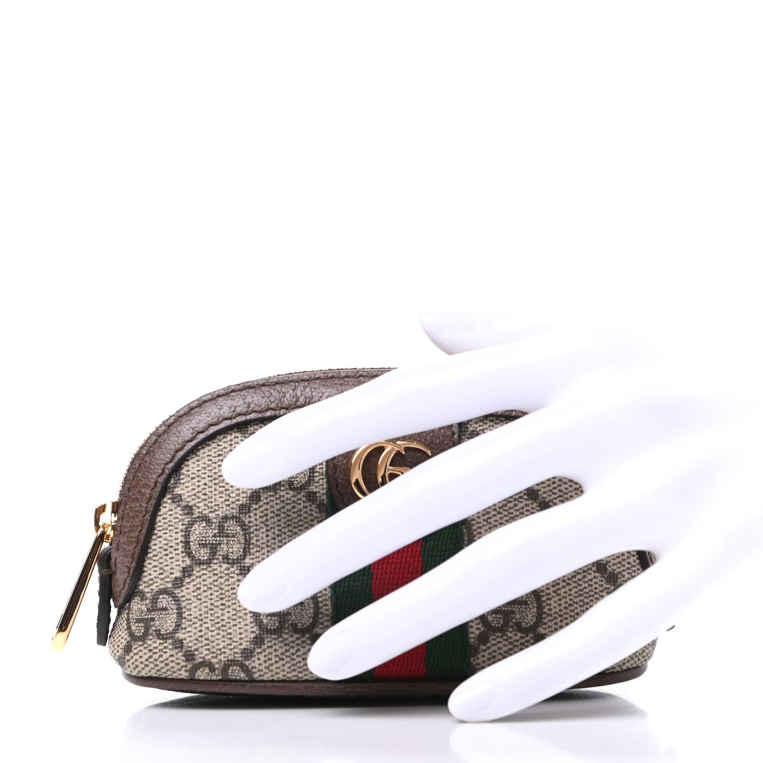 Gucci GG Supreme Monogram Web Ophidia Dome Key Pouch Beige New Acero 2 of 10