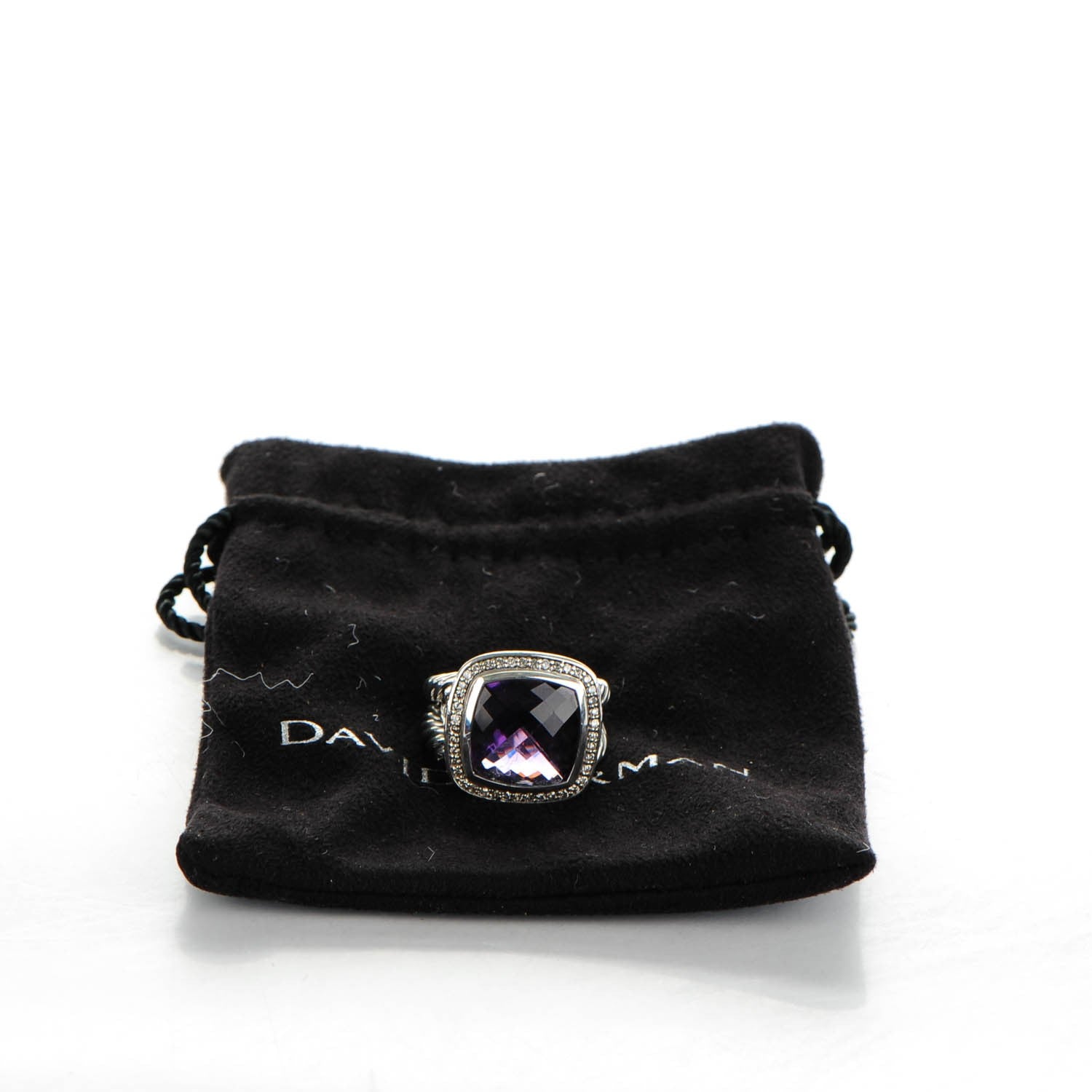 David Yurman Sterling Silver Diamond Amethyst 14mm Albion Ring 54 7 7 of 7