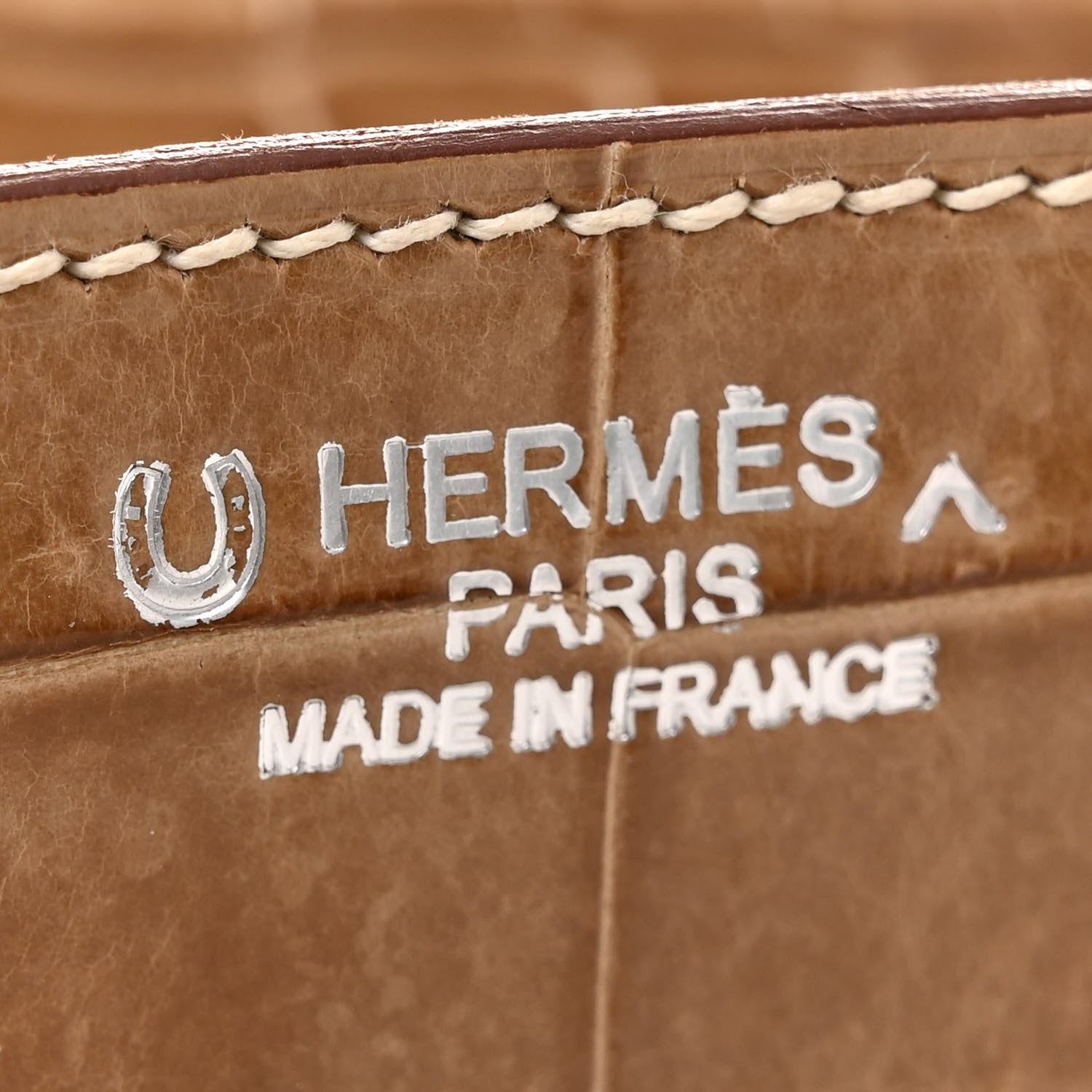 Hermes Shiny Porosus Crocodile Horseshoe Birkin 35 Ficelle Gold 6 of 16
