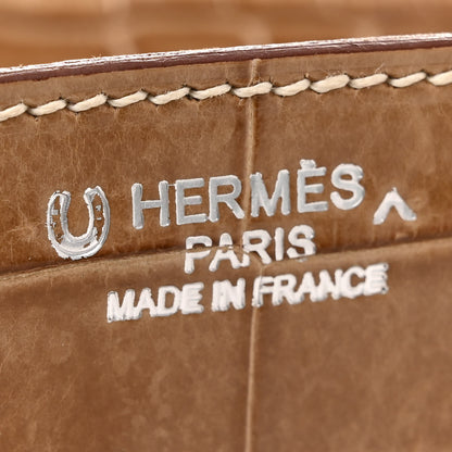 Hermes Shiny Porosus Crocodile Horseshoe Birkin 35 Ficelle Gold 6 of 16