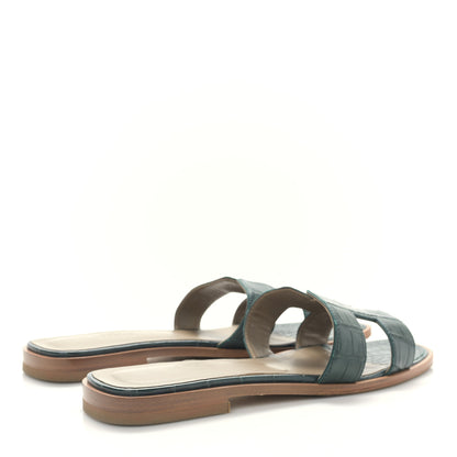 Hermes Matte Alligator Oran Sandals 39.5 Emeraude 4 of 8