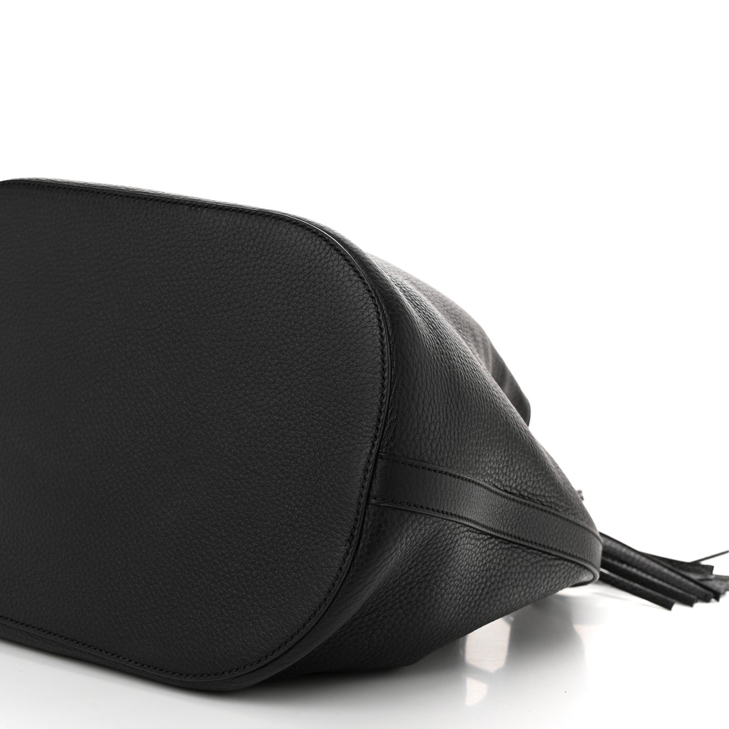 Pebbled Calfskin Miss Bamboo Bucket Bag Black