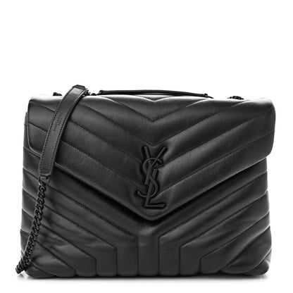 Saint Laurent Calfskin Y Quilted Monogram Monochrome Medium Loulou Chain Satchel Black 1 of 10