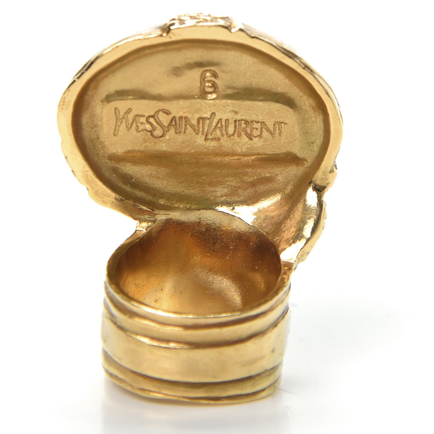 Saint Laurent Glass Cabochon Arty Ovale Ring 6 Gold Turquoise 4 of 4